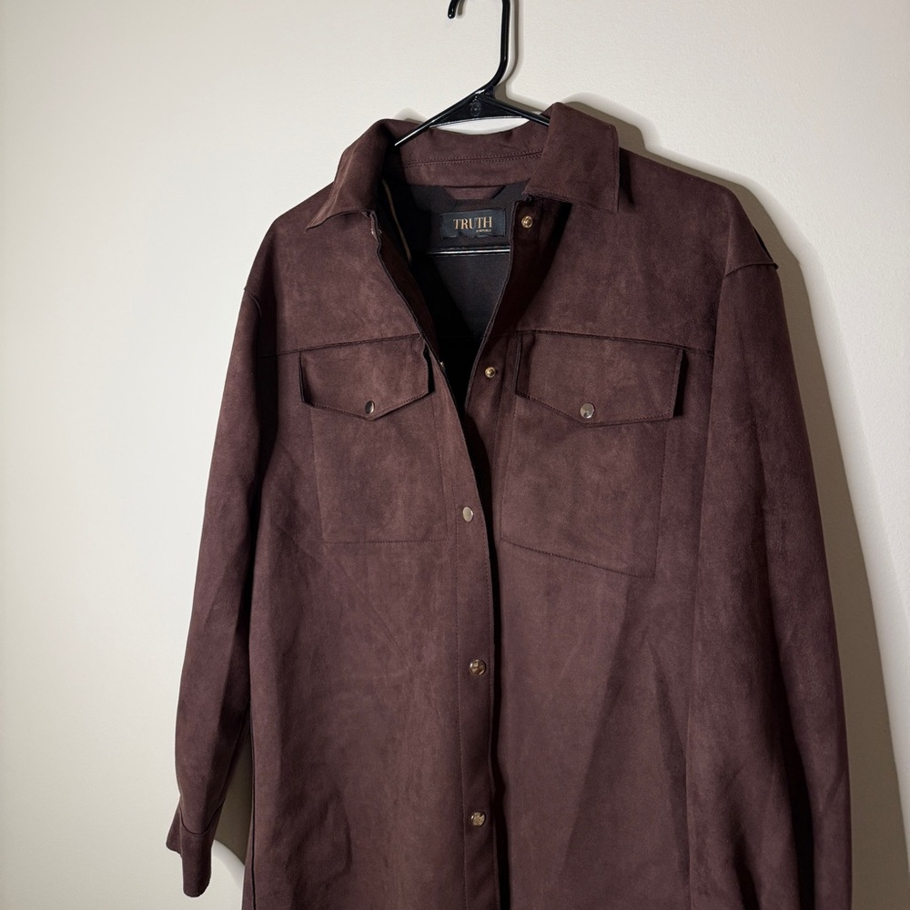 Truth Women's Chocolate Brown Suede Utility Jacket